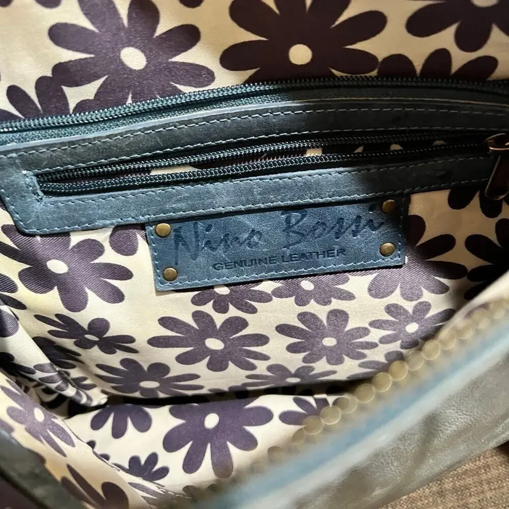 NINO BOSSI  blue satchel leather handbag